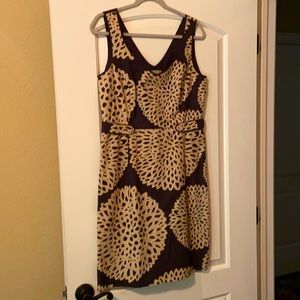 Boden gray dress with light tan floral pattern